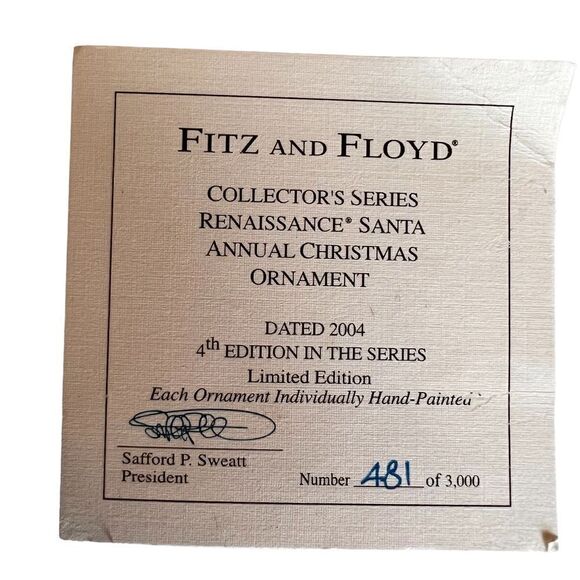 Fitz and Floyd 9" 2004 santa oversized numbered glass ornament - Picture 6 of 12